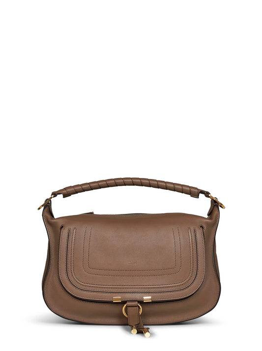 Deep taupe Marcie small shoulder bag<BR/>