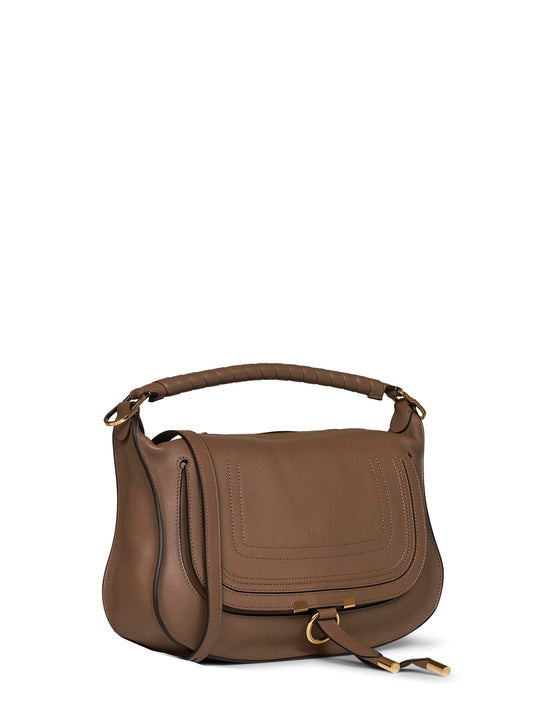 Deep taupe Marcie small shoulder bag<BR/>