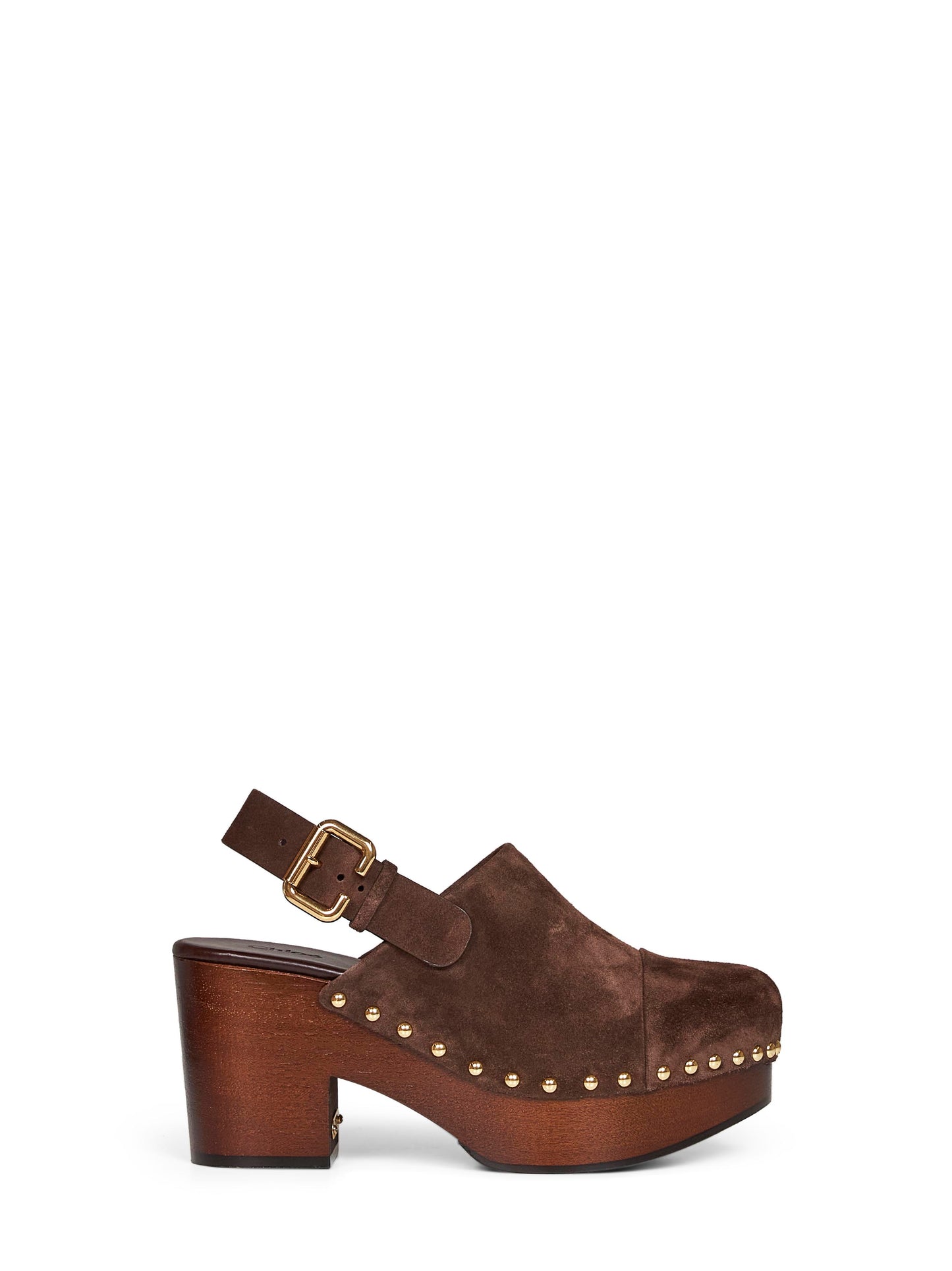 Chocolate brown Jeannette wedge clogs