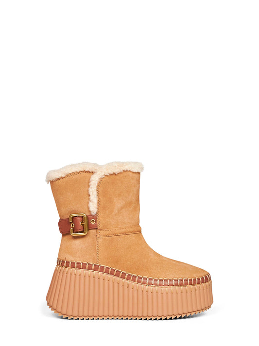 Pottery brown suede cowhide Nama ankle boots