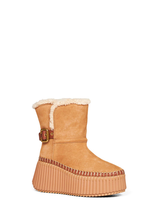 Pottery brown suede cowhide Nama ankle boots