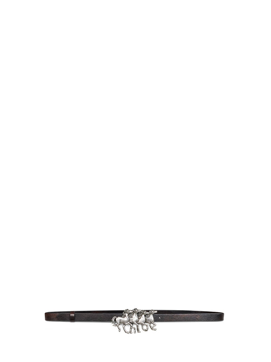 Black calfskin leather Chloé Running Horses belt