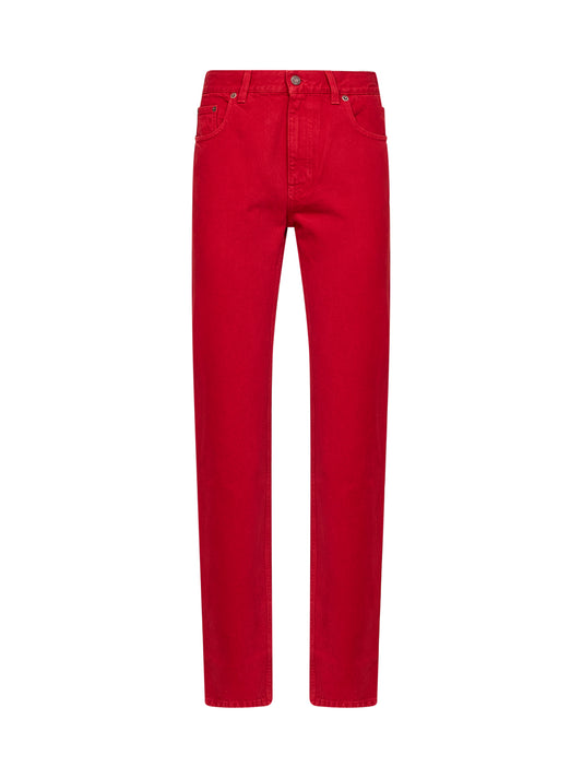 Berry red cotton denim slim jeans