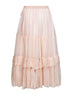 Powder pink silk muslin ruffled maxi skirt