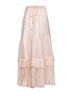 Powder pink silk muslin ruffled maxi skirt