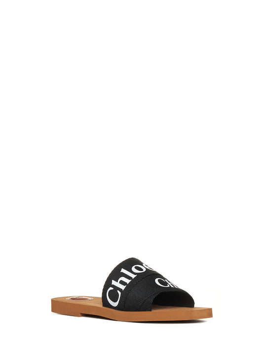 Woody linen flat sandals