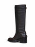Black grained brushed leather Dakota biker boots