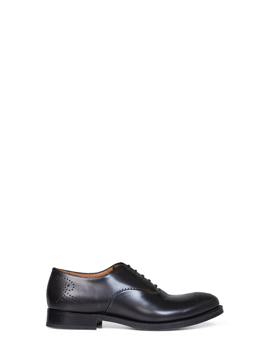 Black brushed leather Skipton Brogue Oxford shoes