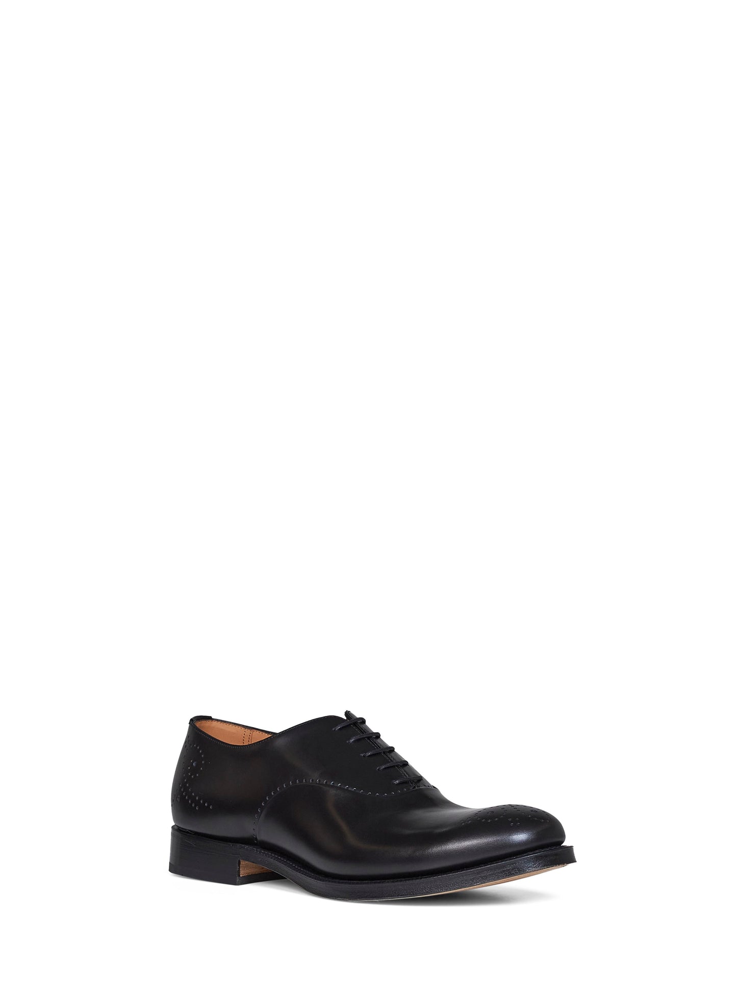 Black brushed leather Skipton Brogue Oxford shoes
