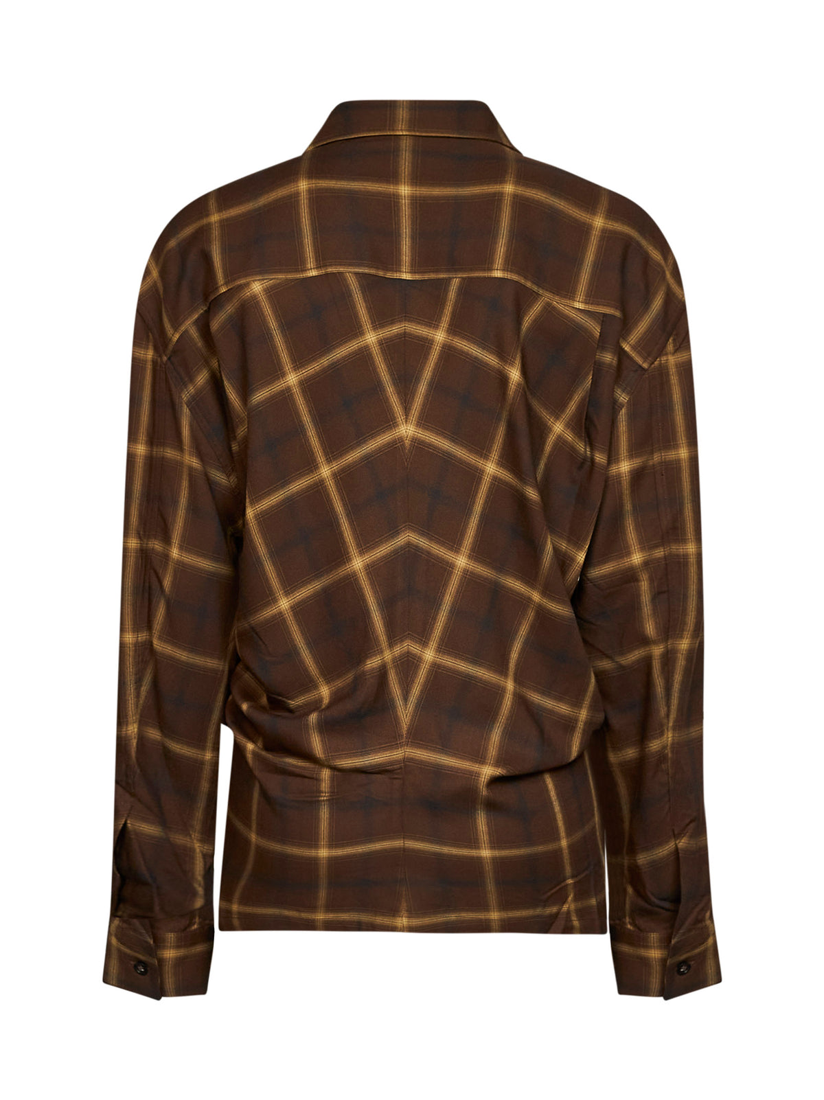 Camicia in ramiè a quadri marrone