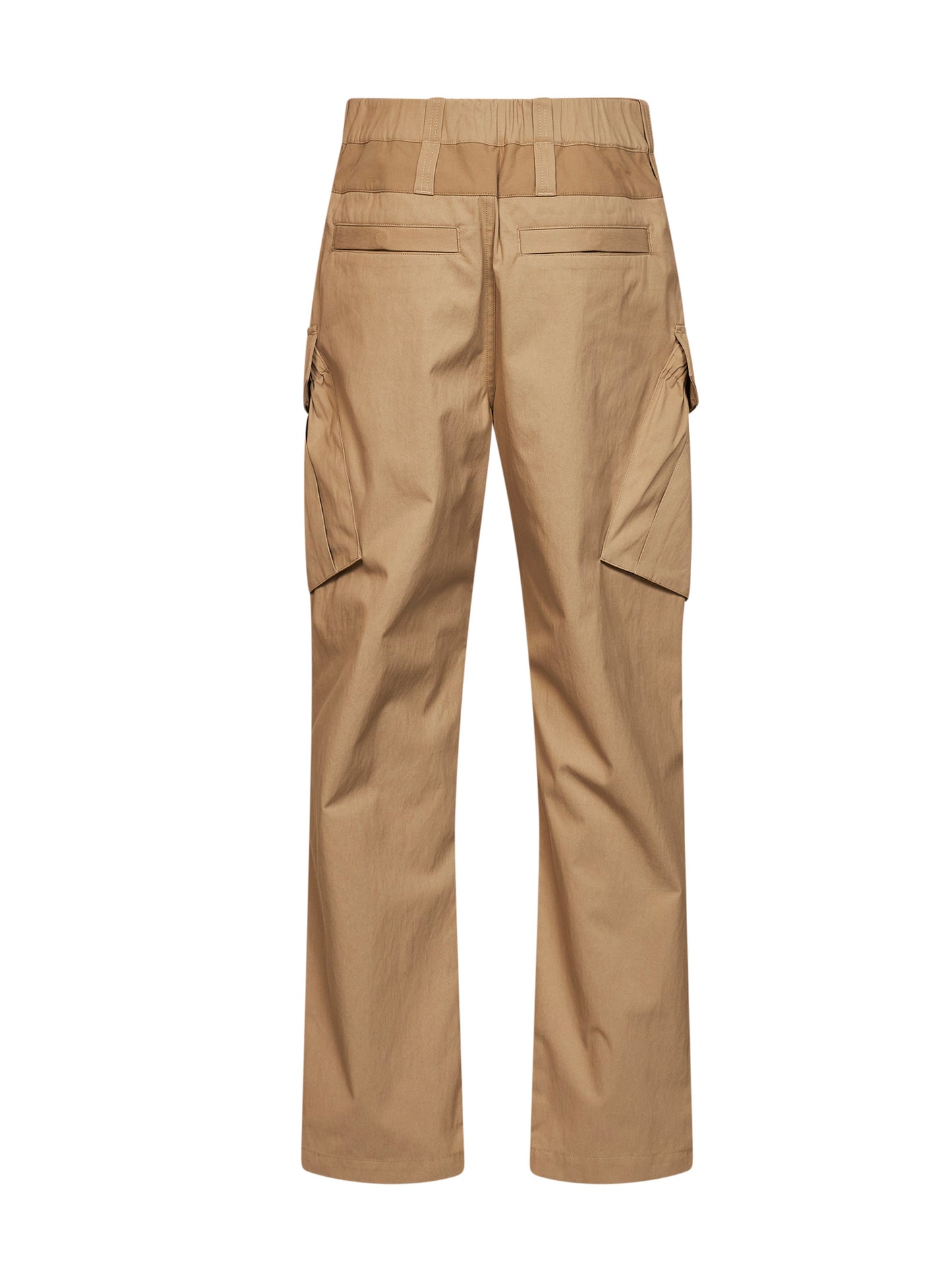 Camel cotton twill military cargo trousers