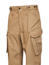 Camel cotton twill military cargo trousers