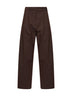 Chocolate cotton twill wide-leg pleated trousers