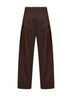 Chocolate cotton twill wide-leg pleated trousers