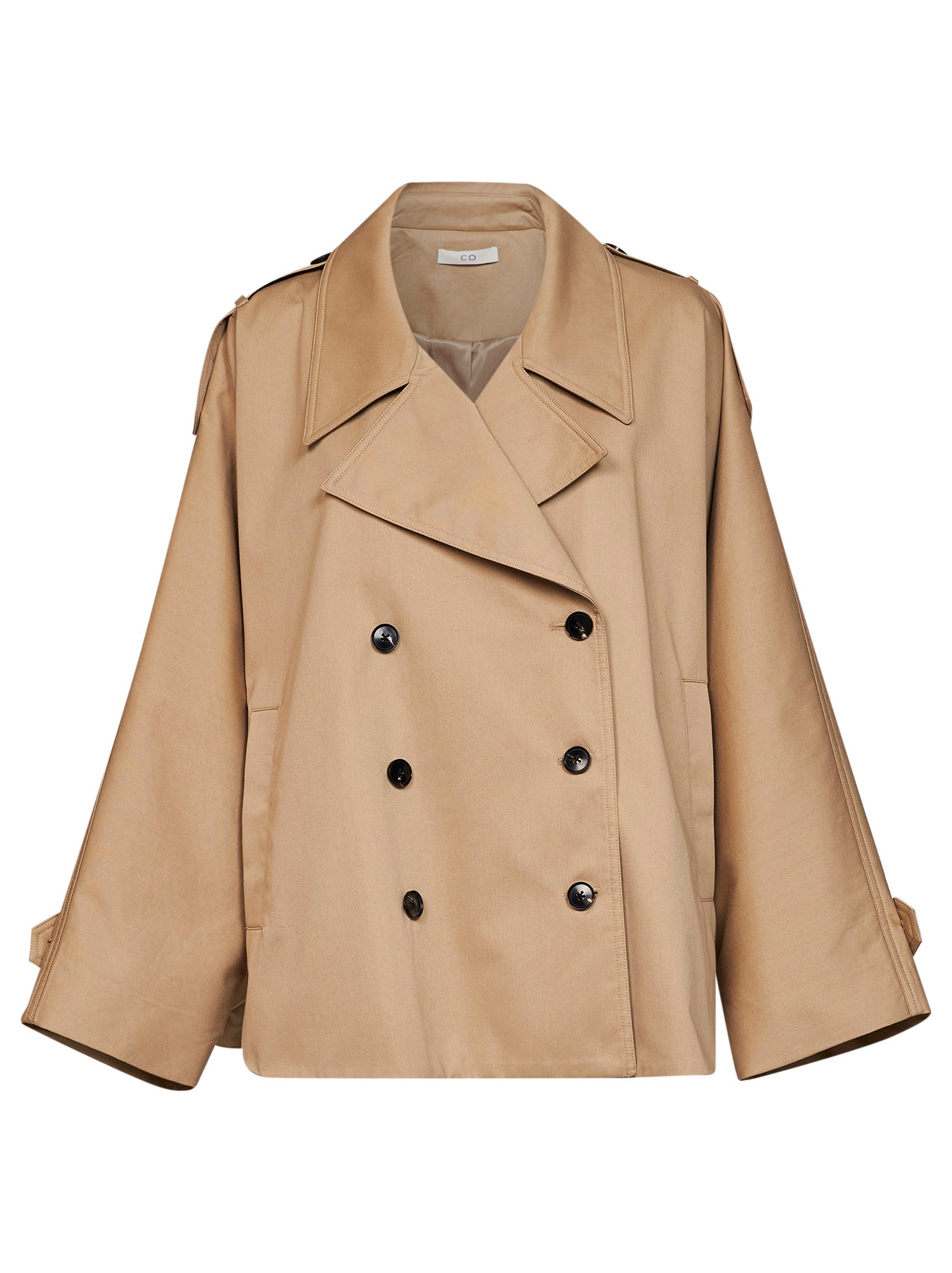 Trench corto dolman in twill di cotone cammello