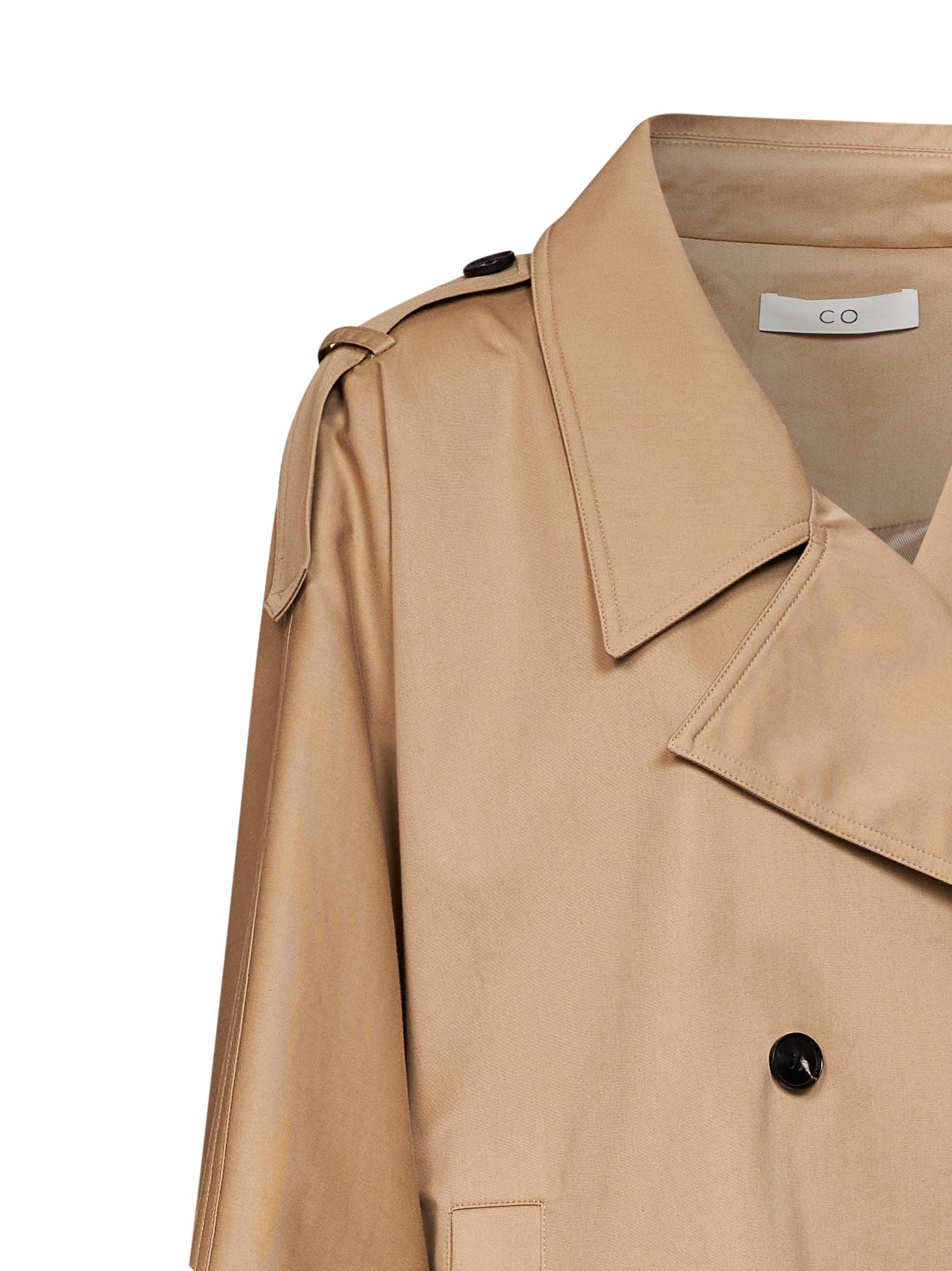 Trench corto dolman in twill di cotone cammello