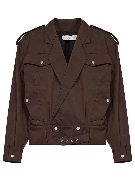 Giacca sportiva sfiancata in twill di cotone cioccolato