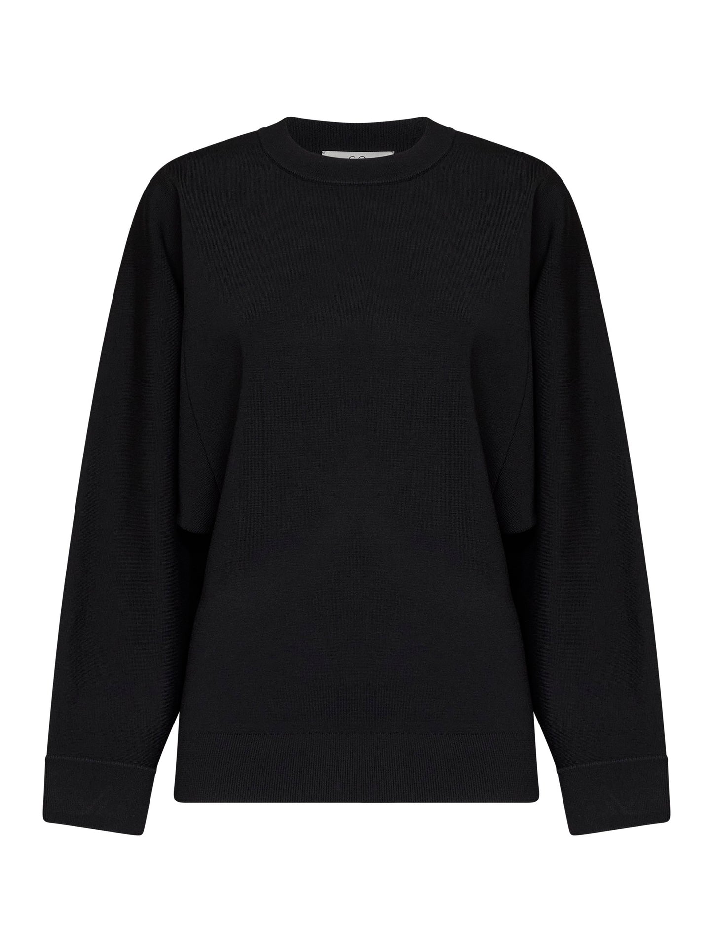 Black stretch knit crewneck tunic top