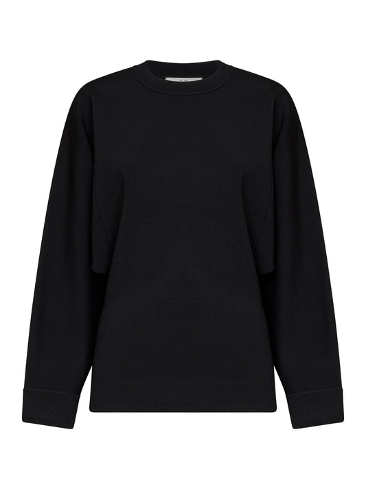 Top girocollo a tunica unica in maglia stretch nera