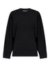 Black stretch knit crewneck tunic top