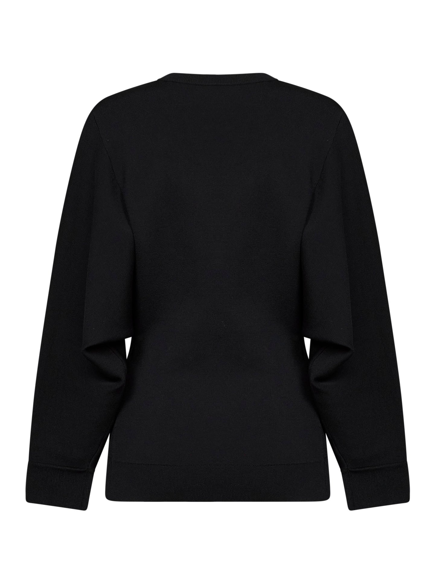 Black stretch knit crewneck tunic top
