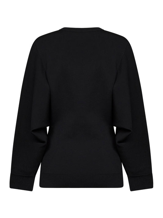 Top girocollo a tunica unica in maglia stretch nera
