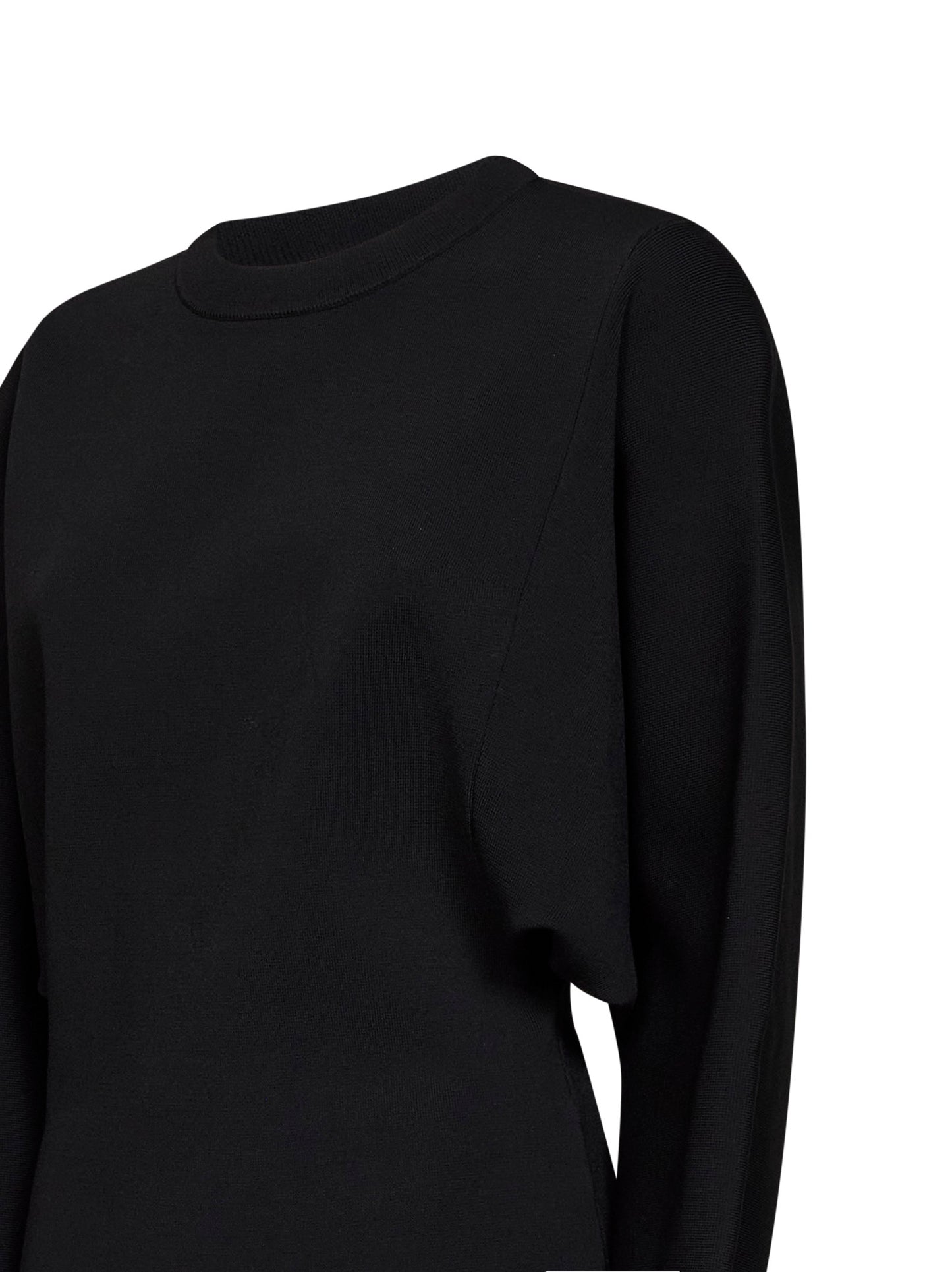 Black stretch knit crewneck tunic top