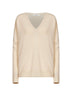 Wheat cashmere knit V-neck sweater