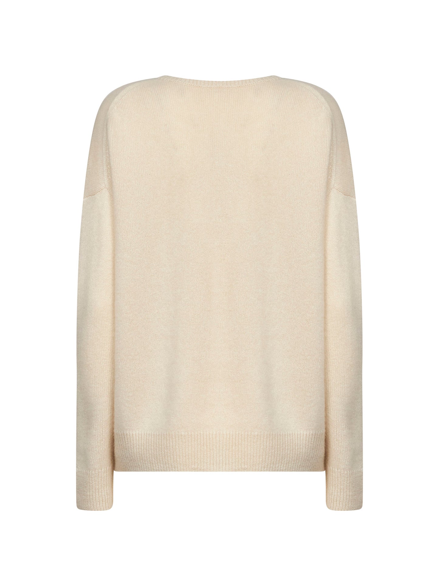 Wheat cashmere knit V-neck sweater