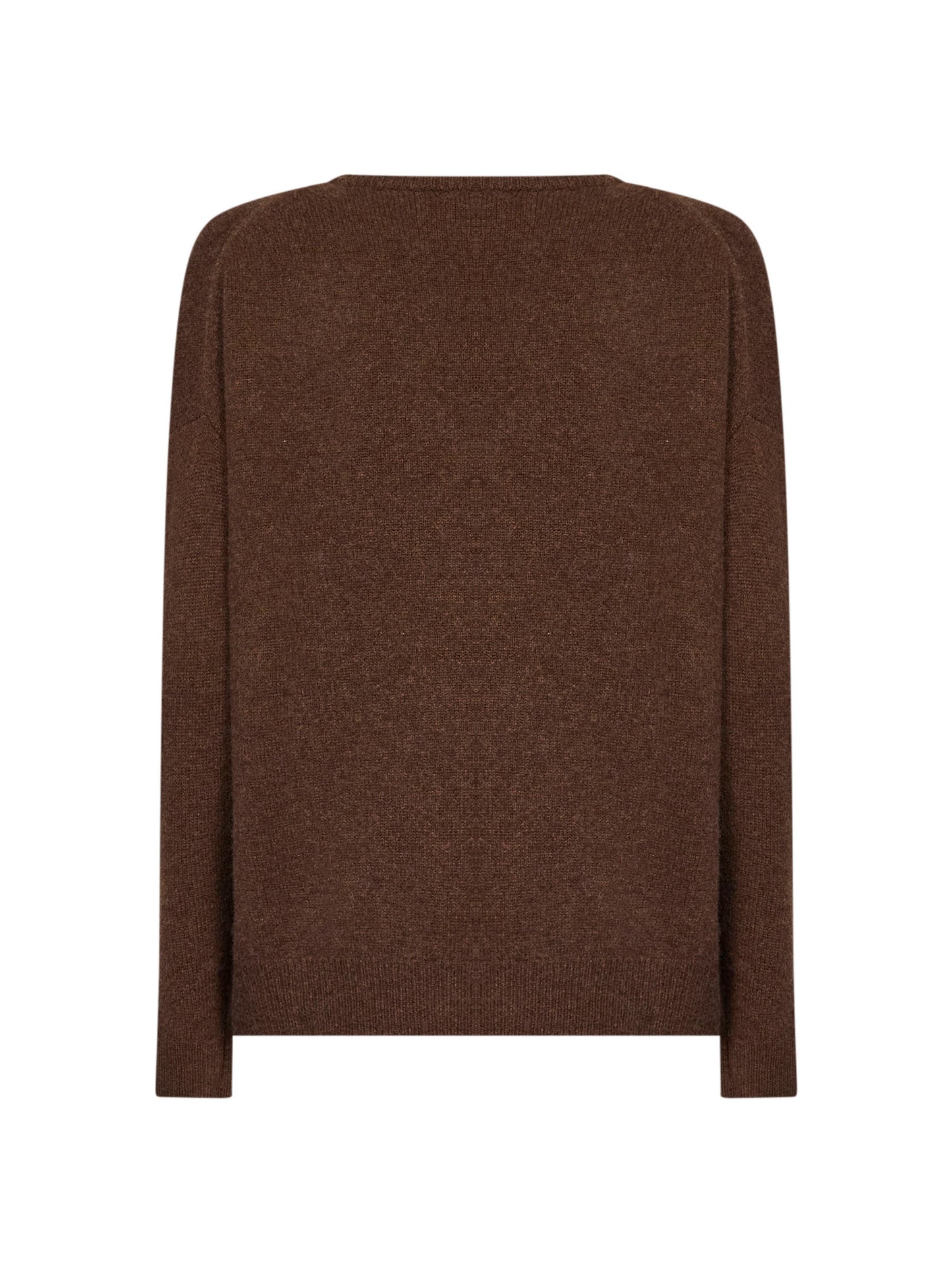 Brown cashmere knit V-neck sweater