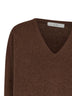 Brown cashmere knit V-neck sweater