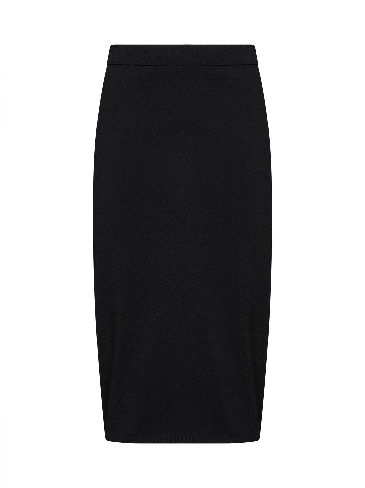 Gonna dritta a matita in maglia stretch nera<BR/>
