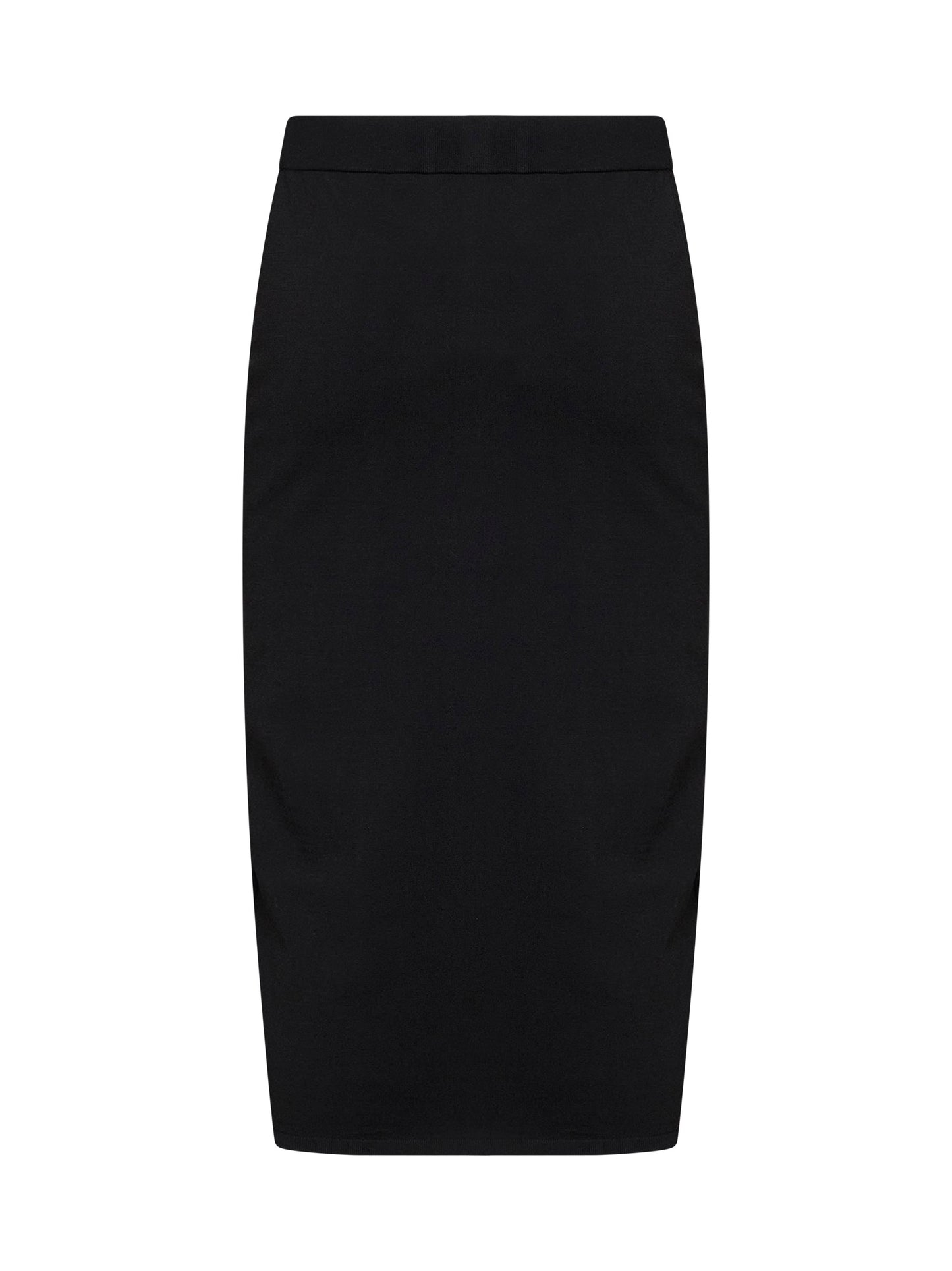 Gonna dritta a matita in maglia stretch nera<BR/>