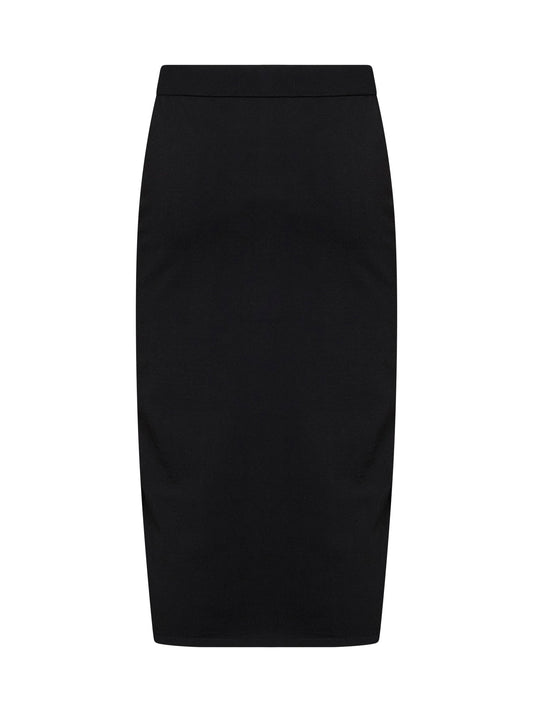 Black stretch knit straight pencil skirt