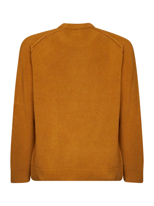 Ochre yellow cotton chenille Lens crewneck sweater