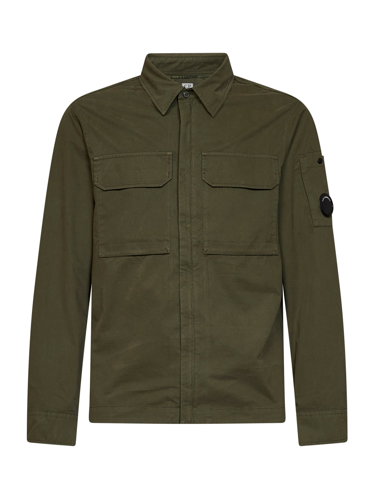 Overshirt Lens in gabardina di cotone organico verde edera