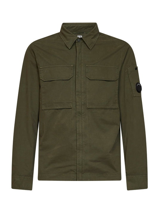 Overshirt Lens in gabardina di cotone organico verde edera