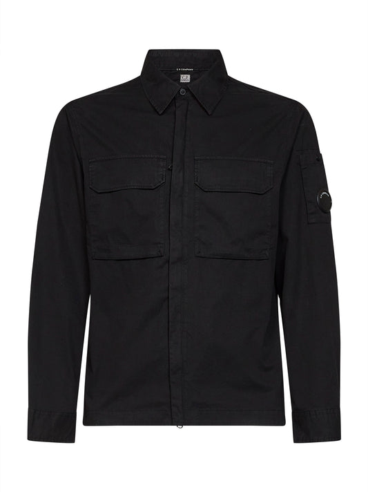 Overshirt Lens in gabardina di cotone organico nero