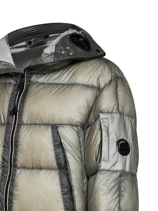 Flint grey D.D. Shell Goggle hooded down jacket