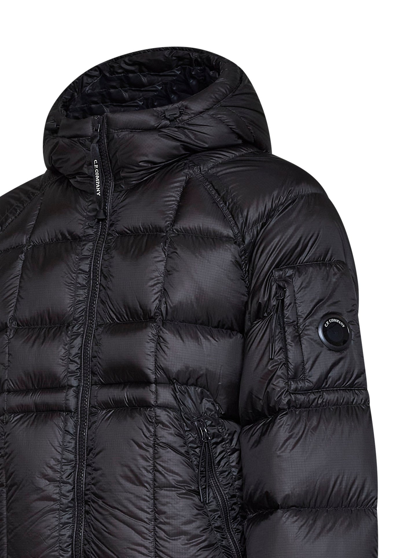 Piumino con cappuccio in D.D. Shell nero