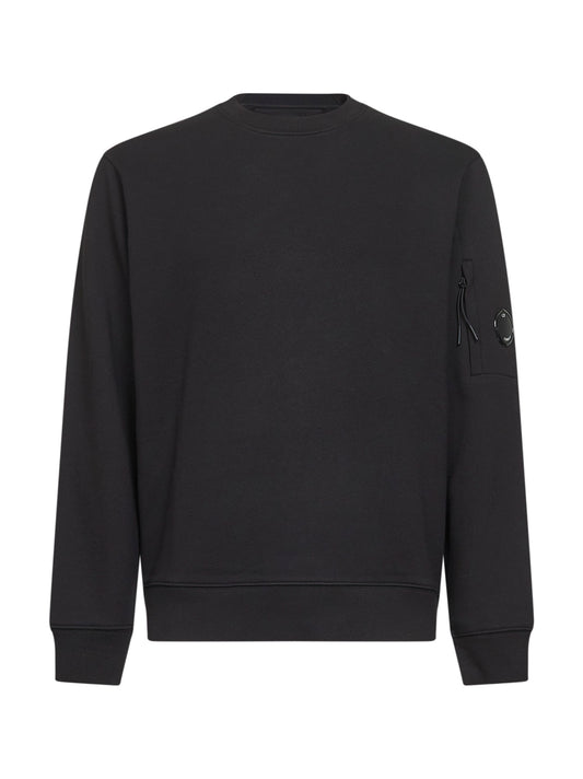 Black "Diagonal Raised Fleece Crewneck Lens" sweatshirt