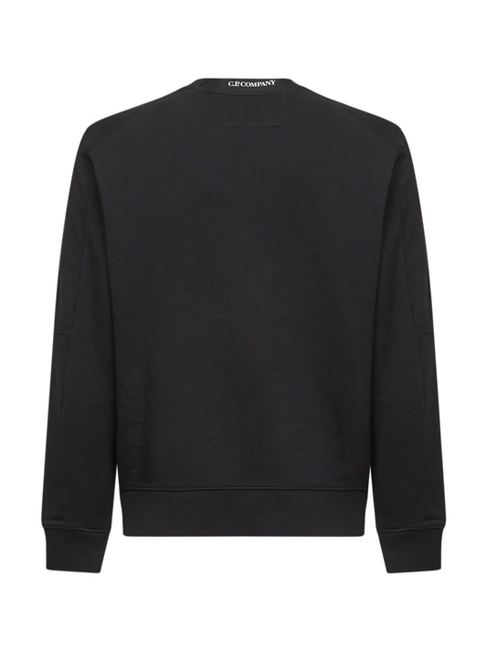 Black "Diagonal Raised Fleece Crewneck Lens" sweatshirt