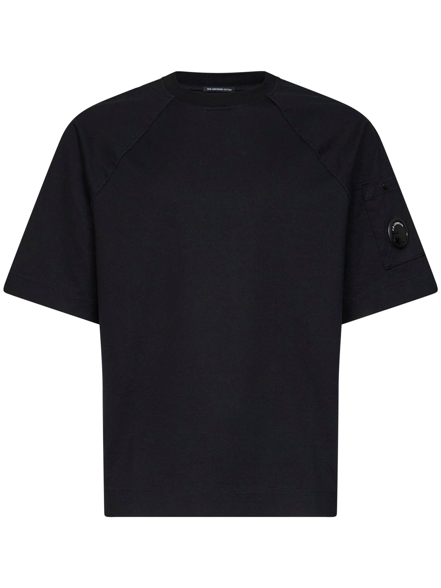 Black twisted 30/2 mercerized cotton jersey Lens T-shirt