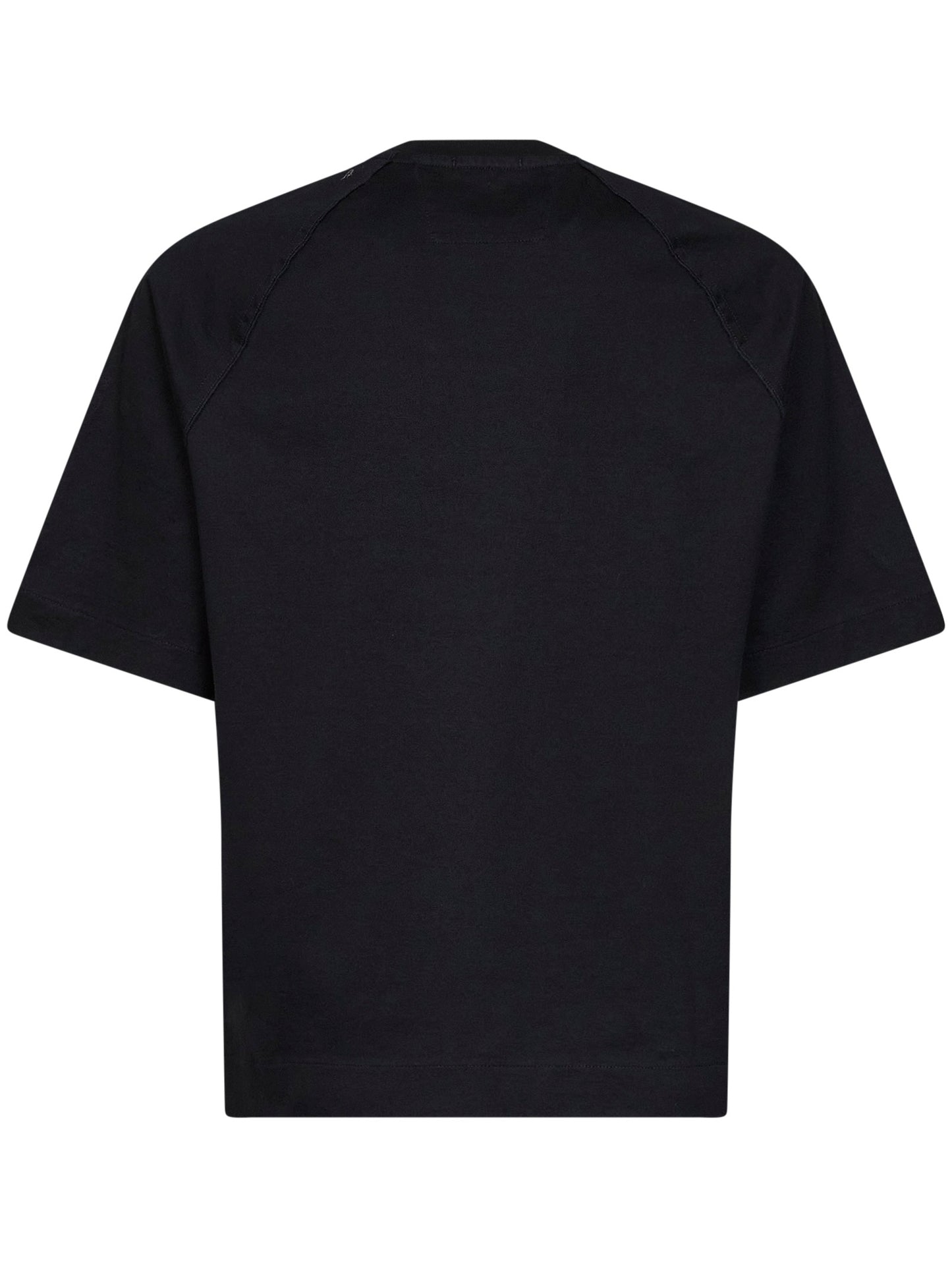 Black twisted 30/2 mercerized cotton jersey Lens T-shirt