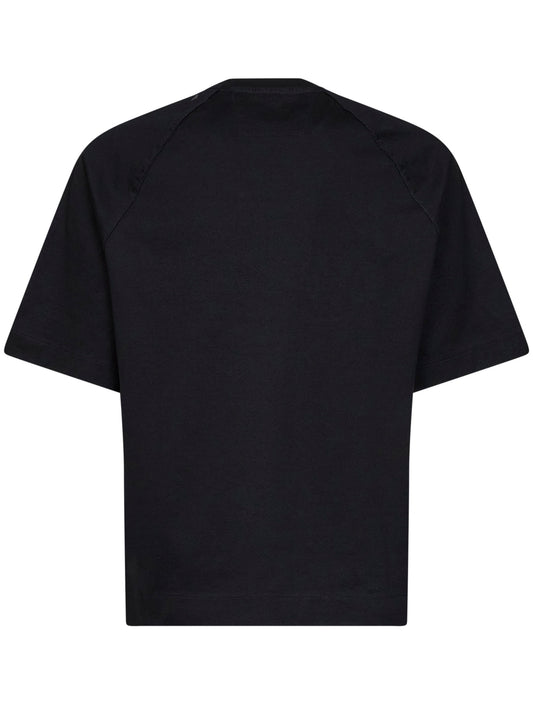 Black twisted 30/2 mercerized cotton jersey Lens T-shirt