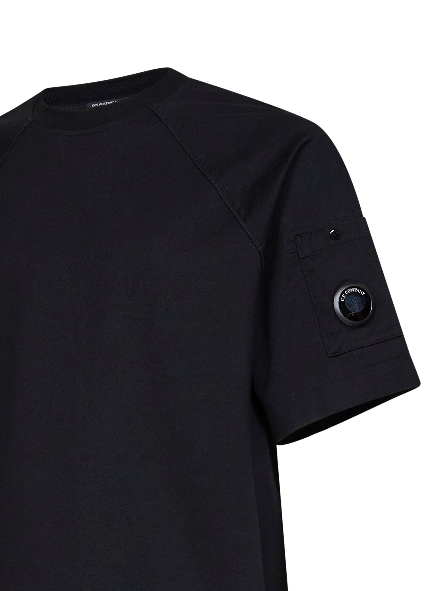 Black twisted 30/2 mercerized cotton jersey Lens T-shirt
