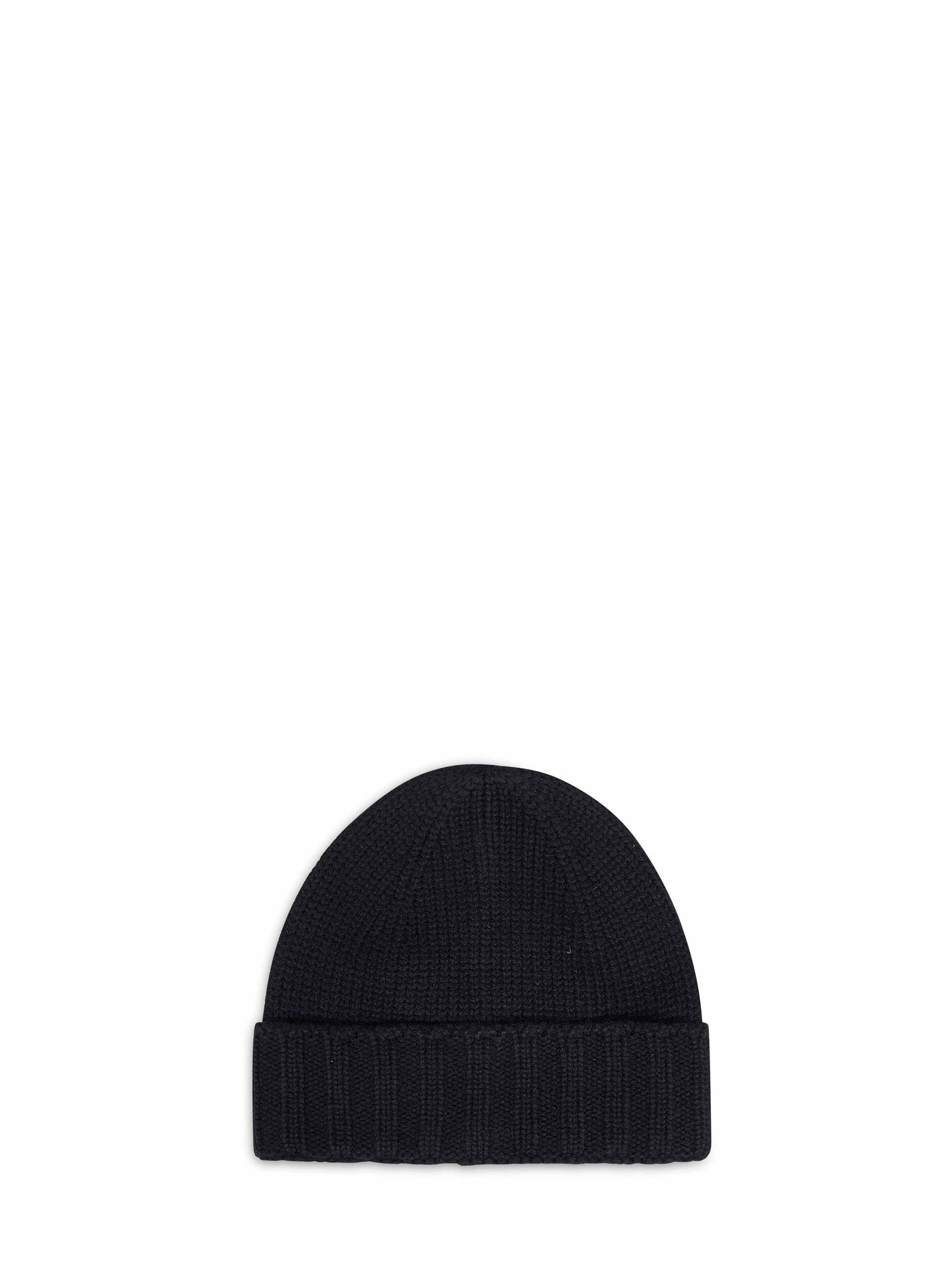 Black virgin wool knit beanie