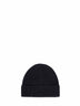 Black virgin wool knit beanie