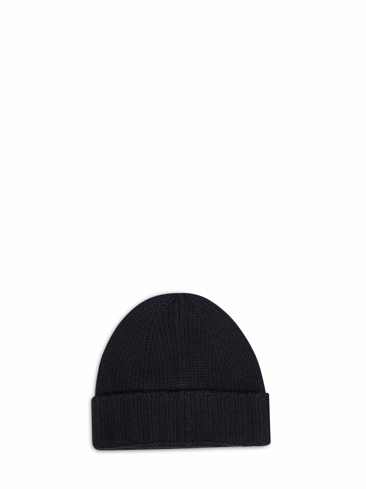 Black virgin wool knit beanie