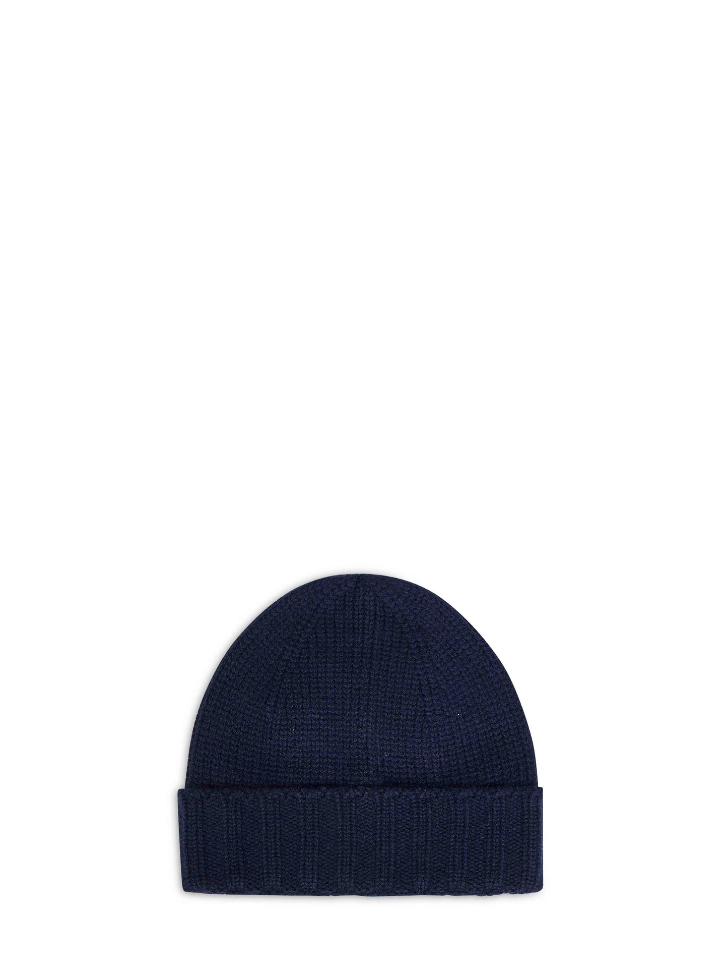 Navy blue virgin wool knit beanie